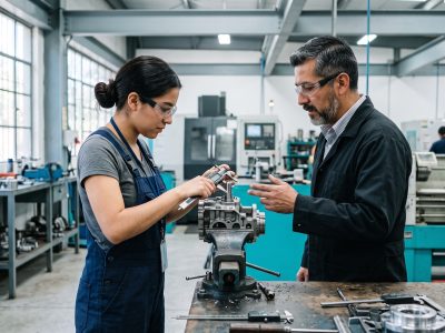 Aprendiz en un taller técnico durante su Ausbildung en Alemania