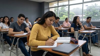 Estudiante de la licenciatura en inglés en Honduras en un aula universitaria