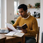 Joven profesional latinoamericano revisando qué nivel de alemán necesita para trabajar en Alemania