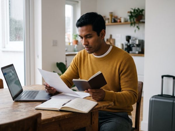 Joven profesional latinoamericano revisando qué nivel de alemán necesita para trabajar en Alemania